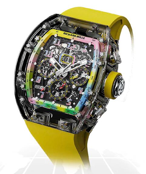 Best Richard Mille RM011 SAPPHIRE COLLECTION FLYBACK CHRONOGRAPH "A11 TIME MACHINE YELLOW" Replica Watch